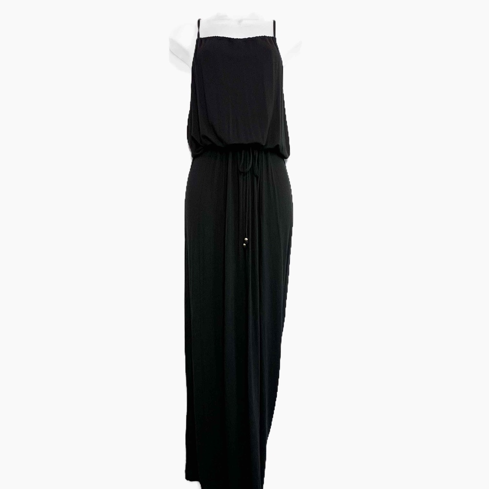 Victoria's Secret Black Medium Sleeveless Solid Color Gathered Waist Maxi Dress - Picture 3 of 10